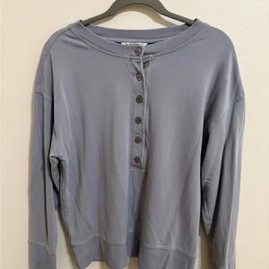 Athleta Blue Button-Up Sweatshirt